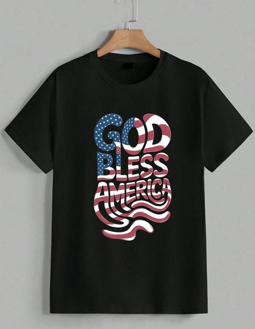 God Bless America Retro USA Flag Patriotic Christian 4th July T-Shirt Unisex M