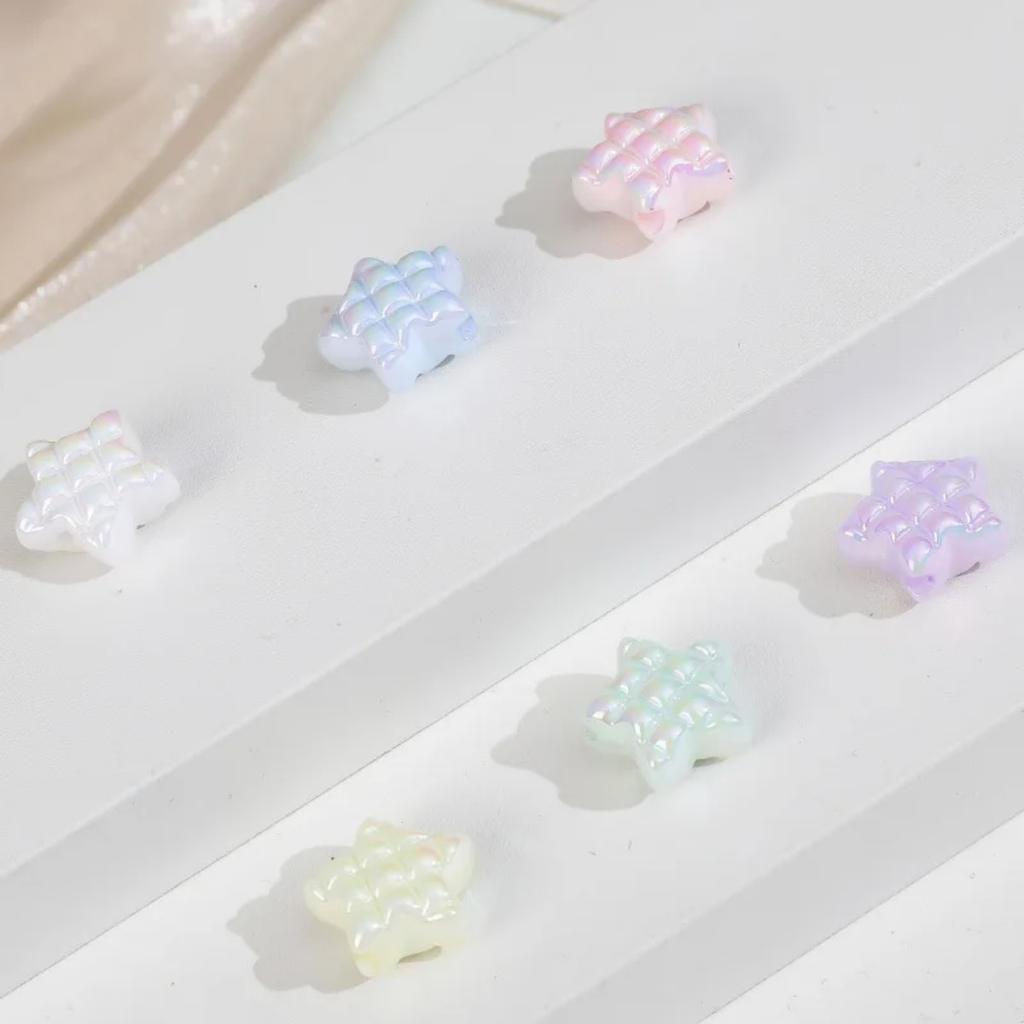 TX07 5Pcs Candy Waffle Pentagram Rhombus Love Pineapple Acrylic Charm Bead Handmade Straight Hole DIY Accessories Trend Bracelet