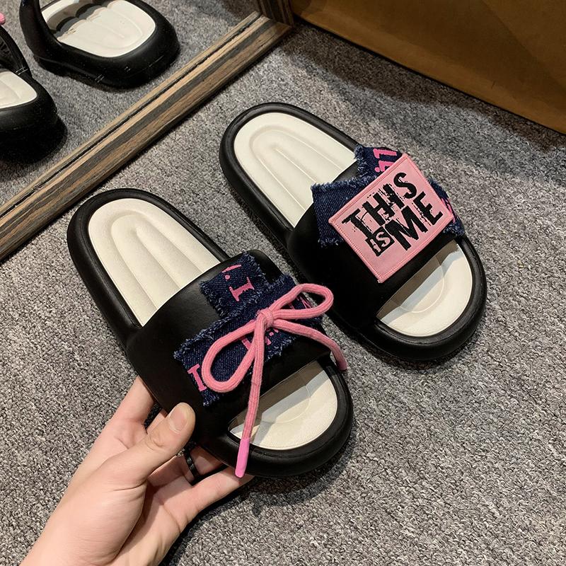 fashion 2024 New Hot Selling Fashion Women's Casual Bow Slippers Paired with Thick Sole EVA Sandals Suitable for Home and Outdoor Wear