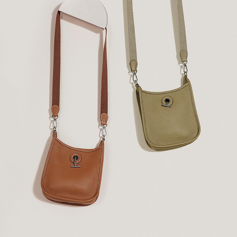 

Top-grain Leather Single-shoulder Bag, Retro Woven Strap Crossbody Small Bag