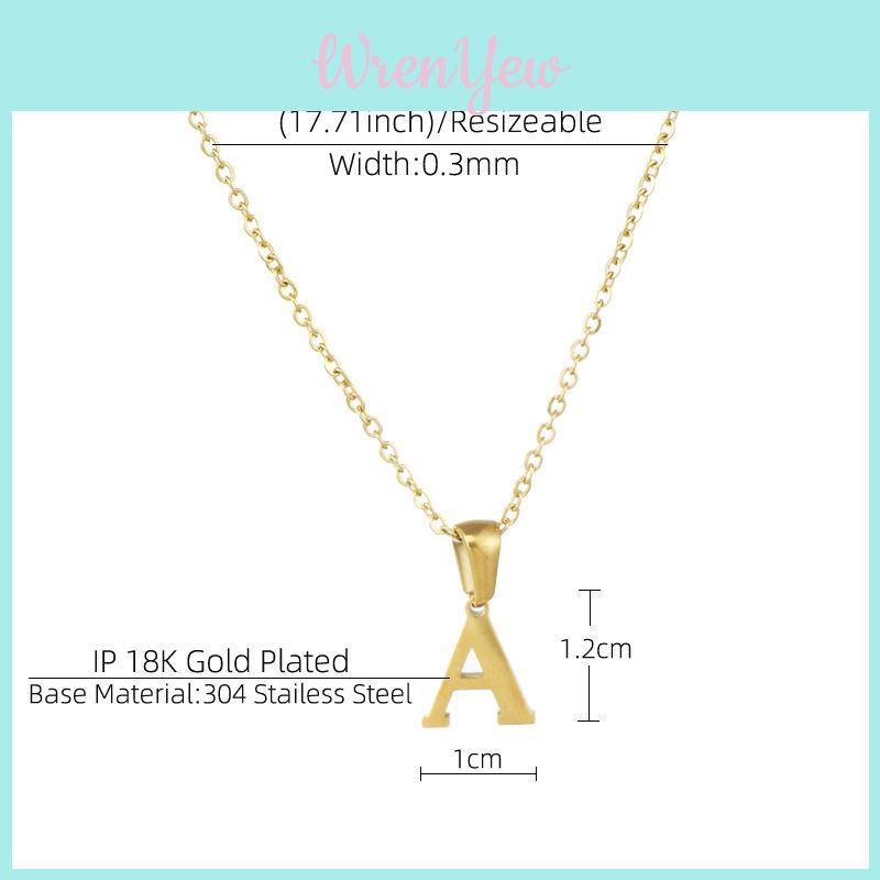 Fashionable 18k Gold Stainless Steel Mini Letter Necklace For Women Trendy Titanium Steel Pendant Necklace