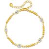 Womens Exquisite Dainty Zircon Inlaid Small Round Bead Chain Lucky Bracelet