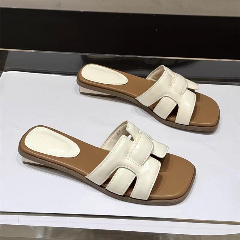 

Fashion French Low-heeled Flip-flops for Women To Wear in Summer 2025, Paired with A Skirt for A Stylish and Elegant Woven Flip-flops 35