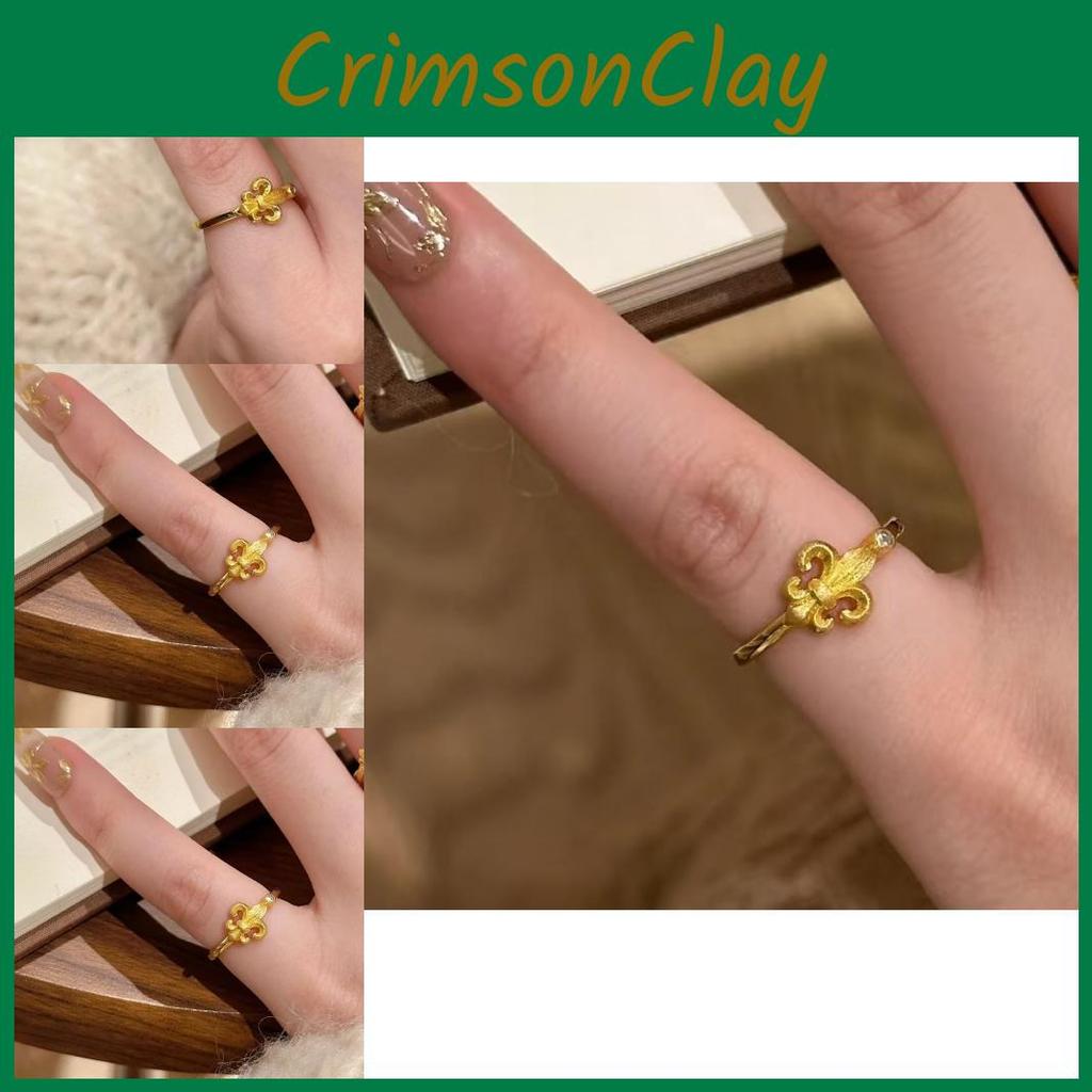 Premium Gold Iris Flower Ring Stylish Copper Finger Ring For Women Fashionable