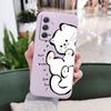 English White Cat Phone Case For Samsung Galaxy A37 A57 Liquid Silicone Cover