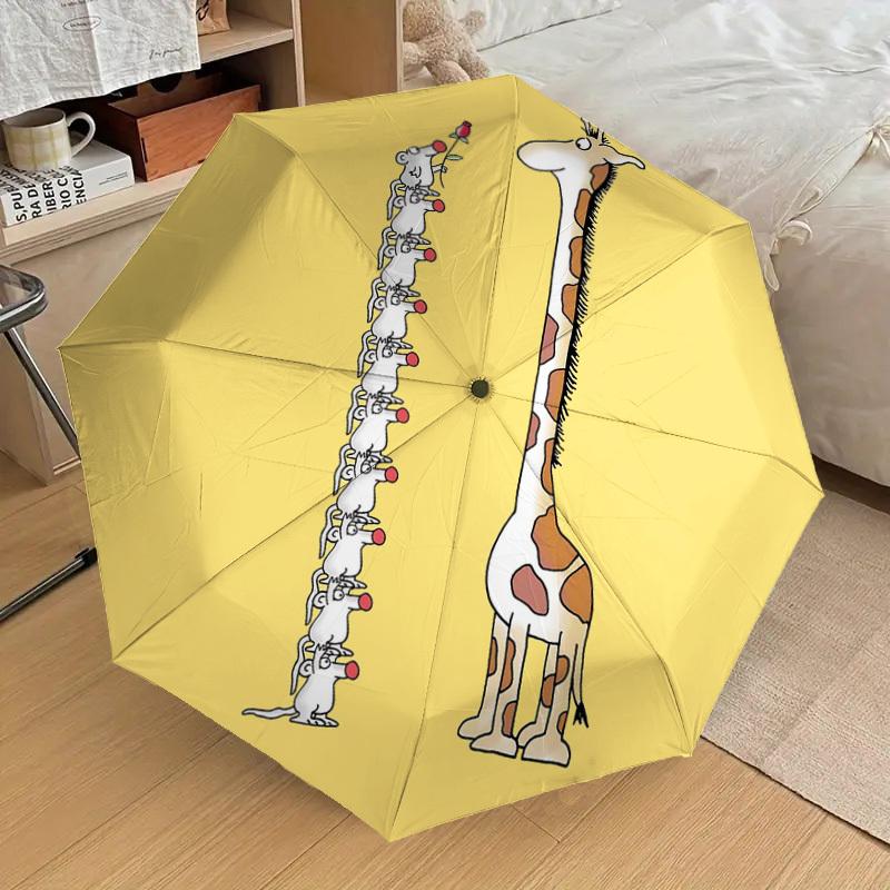 1PC giraffe mouse Umbrella-8-Rib Reinforced, Automatic Open, Lightweight & Durable, Cute Fashion Accessory for Outdoor-P96
