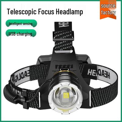 LED Dual Battery Induction Zoom Headlamp for Night Fishing