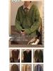 Men's Retro Japanese Cable Knit Sweater - Autumn/Winter Loose Fit, Round Neck Stylish Knitwear