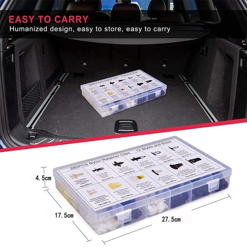 292-Piece Boxed Snap Fasteners for Toyota/Mitsubishi Car Bumpers