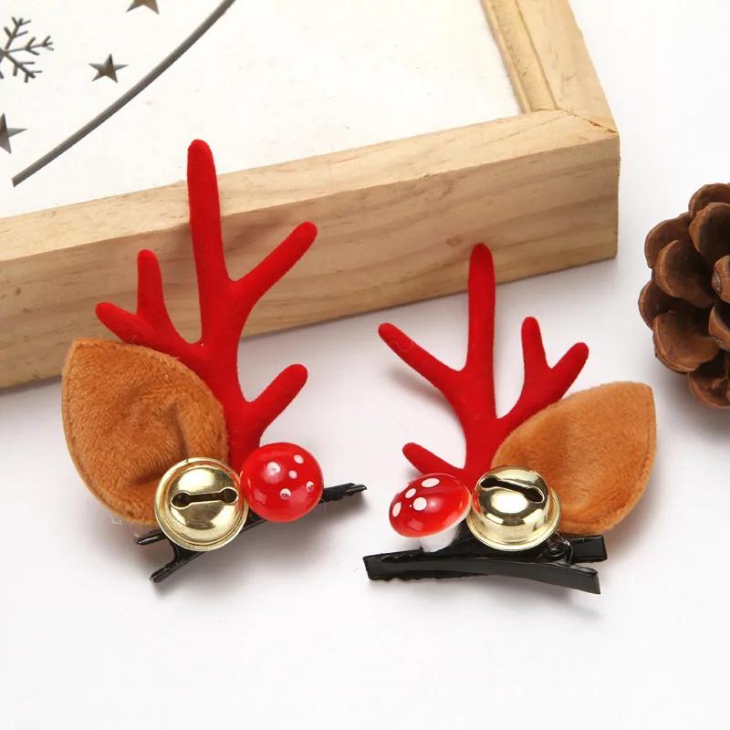Christmas Antler Hair Clips Pendants Xmas Ornaments Merry Christmas Decor Gift for Girl Elk Hair AccessoriesHappy New Year