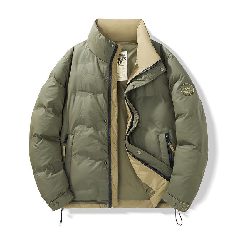 

Men s Green White Duck Down Winter Jacket - Stand Collar, Thick, Warm, Fashionable 2025 Design 4XL
