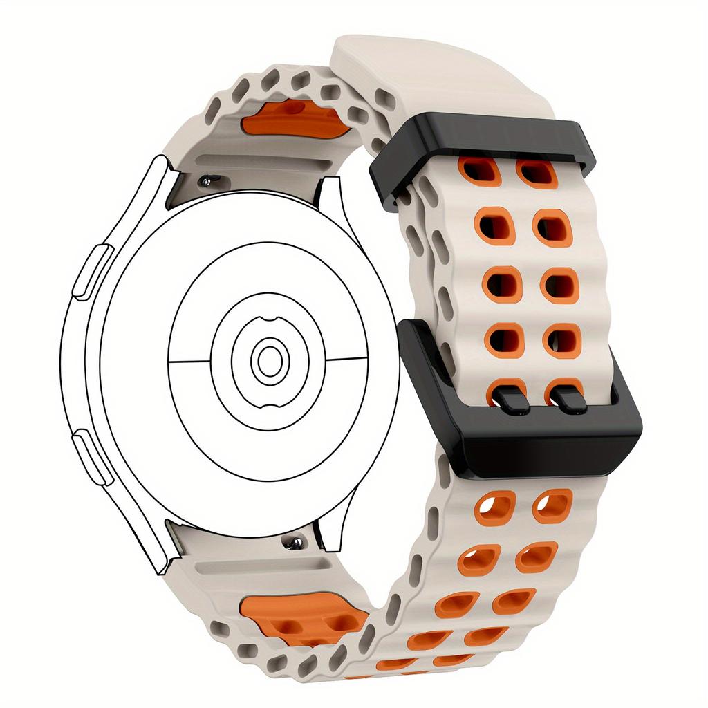Dual-Tone Silicone Watch Strap For Samsung Galaxy Watch 7/6/5/4/FE - 40mm & 44mm Breathable Quick-Release Buckle Watch Strap