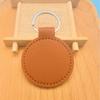 Round PU Leather Keychain with Metal Pendant - Custom Logo Printing Available