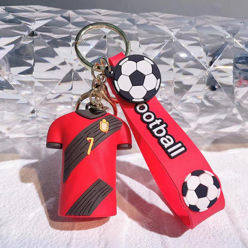 Cartoon Football Jersey Keychain: Cute Ronaldo, Messi, Mbappé, Neymar Car Bag Pendant, Non-Fading