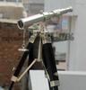 Shiny Silver Nautical Polished Brass Telescope With Wooden Tripod Stand Desk Decor