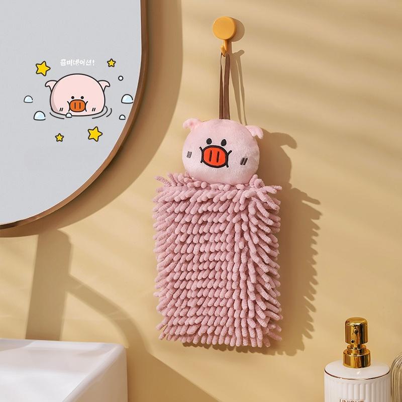 Cartoon Chenille Hand Towels, Hanging Cute Animal Hand Towels, Household Children's Kitchen Hand Towels