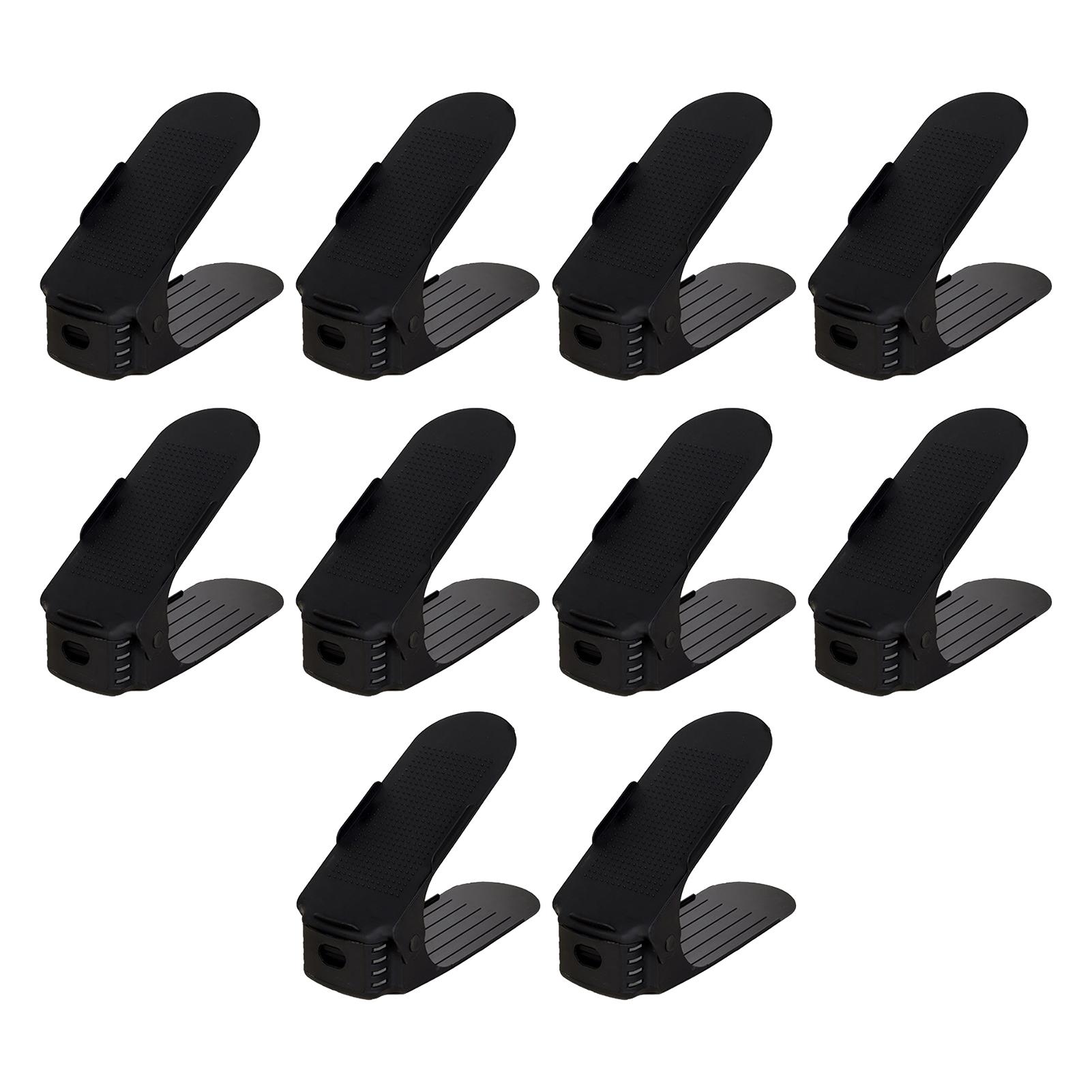 

Shoe Stacker 10 Pcs Shoe Slots Organizer Double Deck Shoe Rack Holder For Closet Organization Black Shoe Slots Space Saver чёрный