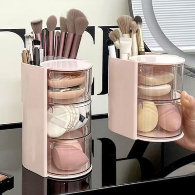 Yousheng Makeup Brush Holder Storage Box Large Capacity Rotatable Design Multipurpose Earring Bracelet Hair Accessories Organizer