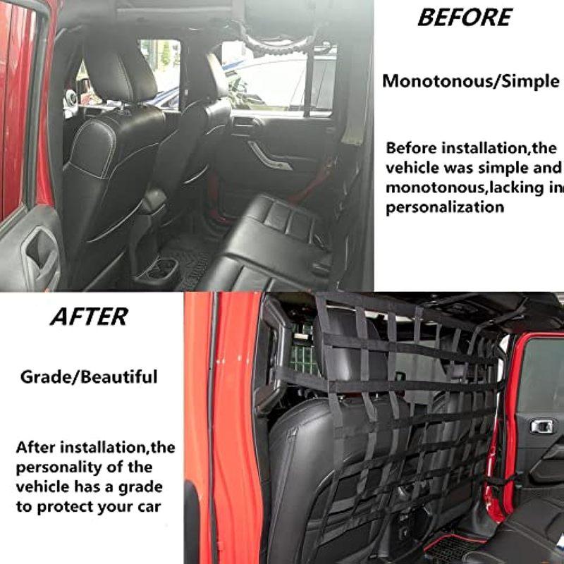 Auto-Rücksitz-Isolationsnetz, Rücksitzteiler für Haustiere, Hunde, für Wrangler JK JL Unlimited 2007- Gladiator JT 2 Türen 4 Türen