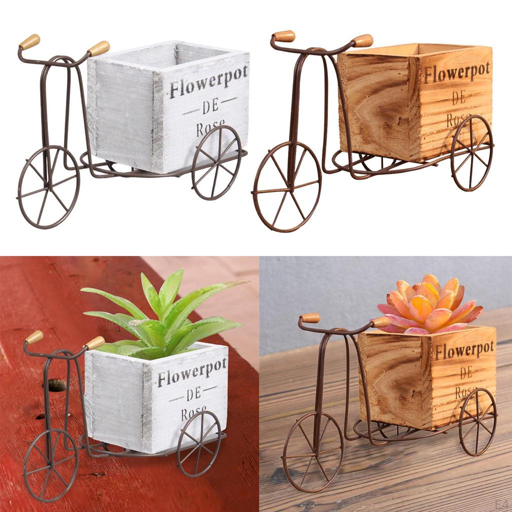 Flower Basket European Style Decoration Handmade Iron Wood Storage Box Unique Container for Wedding