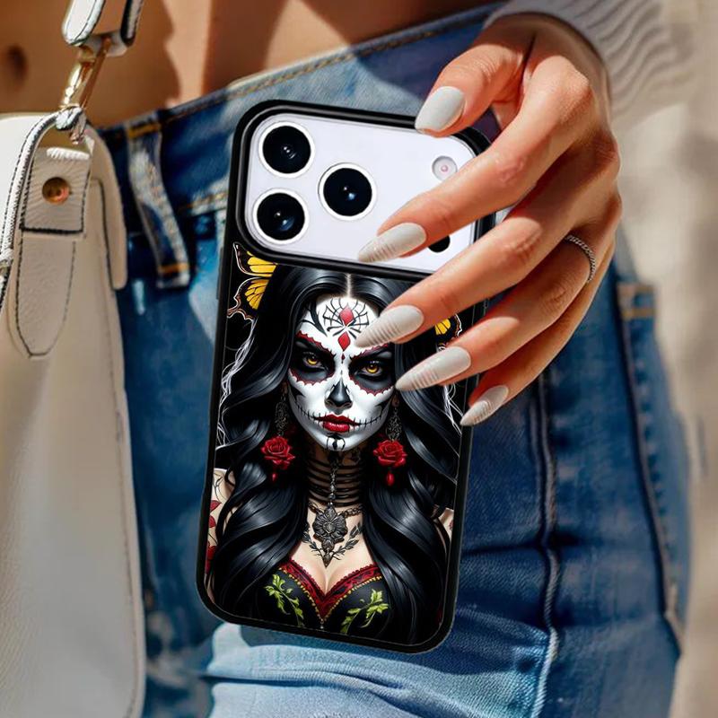 

Catrina Beautiful Rose Girl Skull Phone Case For iPhone 17 Air 14 15 13 12 Max Cover For Apple 16 16e 11 Pro Max Plus Coque iPhone 16pro