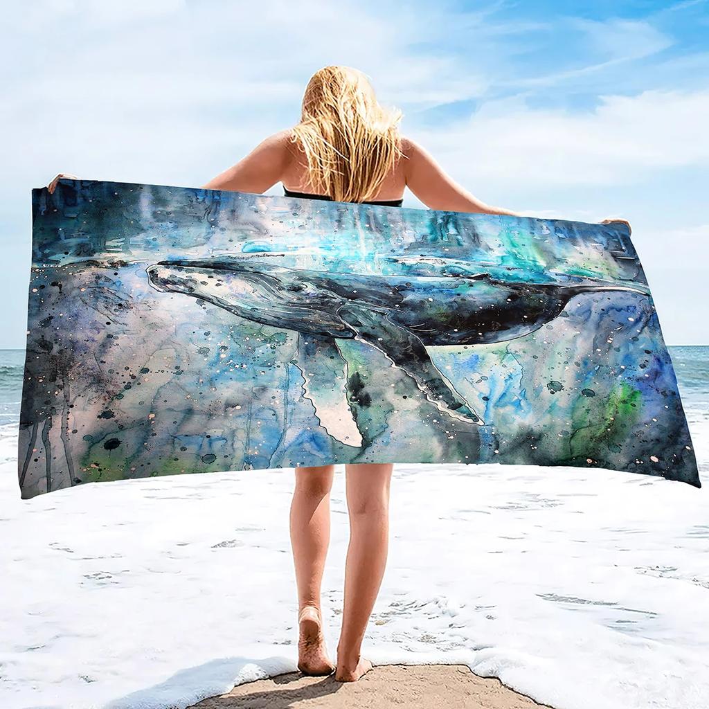 Microfiber Beach Towel Oversized Clearance Towels, Extra Large Sand Free Super Absorbent Travel Pool Towel,Whale Beach Towels