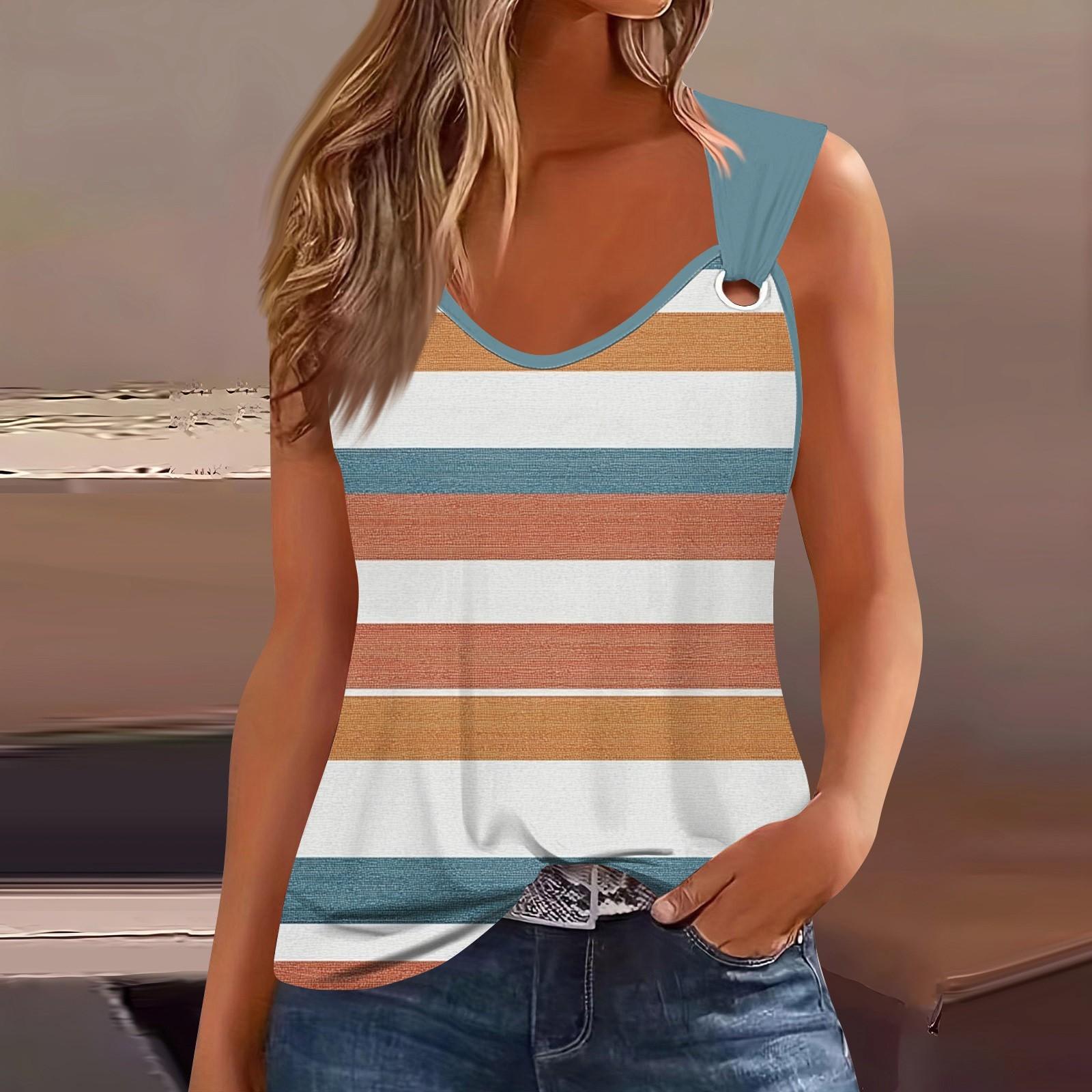 

Женская майка с V-образным вырезом, базовая, с принтом, повседневная, струящаяся, без рукавов, с глубокими боковыми вырезами для женщин XL арбуз красный