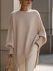2025 Autumn/Winter Women's Solid Color Round Neck Knit Pullover Sweater - Loose, Lazy Style