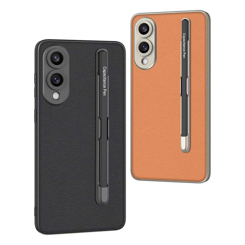 For Samsung Galaxy S25 Edge Case with Stylus Skin Touch PU+TPU+PC Phone Back Cover