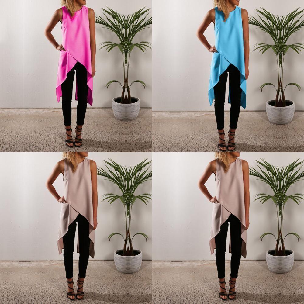 Damen Rmellos Longshirt Sommer Westen Tank Bluse Hemd Shirt Tunika Oberteil Top In Premium Quality For Effortless Versatility And Timeless Style