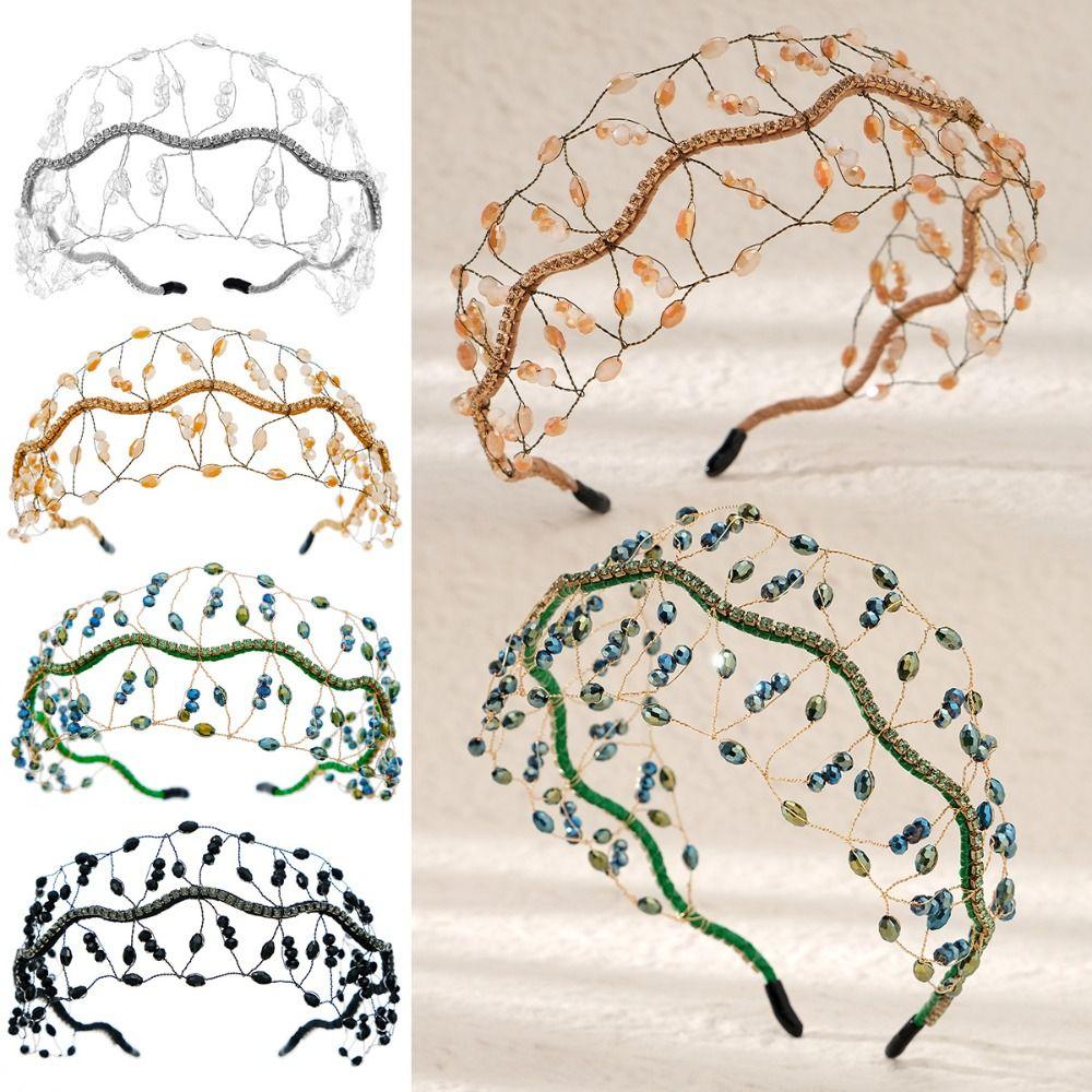 

Handmade Hair Net Retro Crown Hair Bands Fashion Hairband Hair Accessories зелений