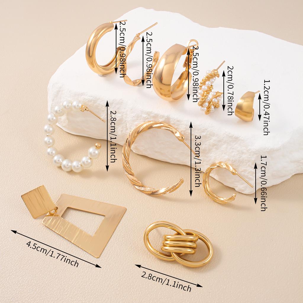 20Pcs Exquisite Simple C-shaped Twisted Hoop Earrings Set Punk Geometric Earrings Charming Women's Wedding Party Dating Zircon