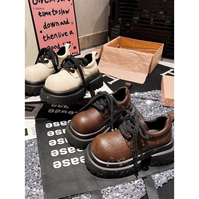 Soft Leather Big Head Derby Small Leather Shoes Women's Autumn New Platform Versatile Casual Retro Trendy Cool Mickey Single Shoes