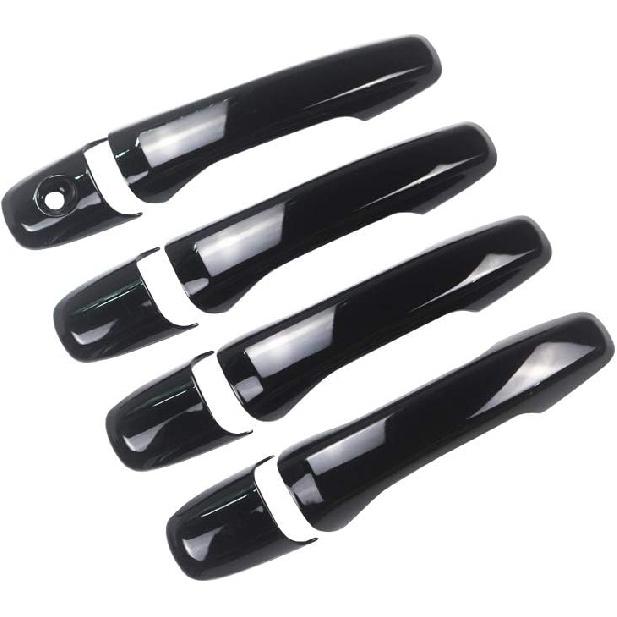 NINTE Door Handle Cover for 2011-2019 Ford Explorer & 2011-2014 Ford Edge|4 Dr Gloss Black Covers NO Passenger Keyhole (NOT The Replacement)