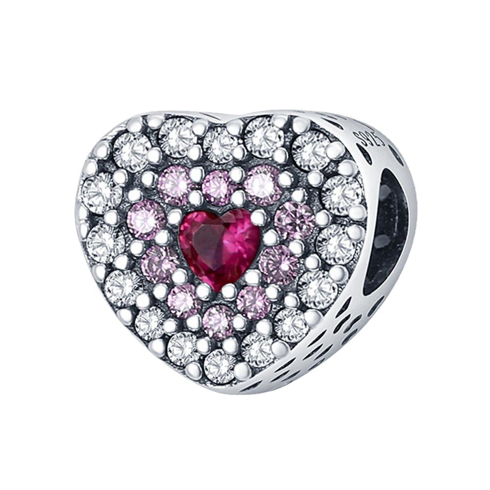 Perles breloques cœur étincelant en diamant tendance pour femmes pour DIY bracelet femme collier cadeaux bijoux de mode doux et romantique