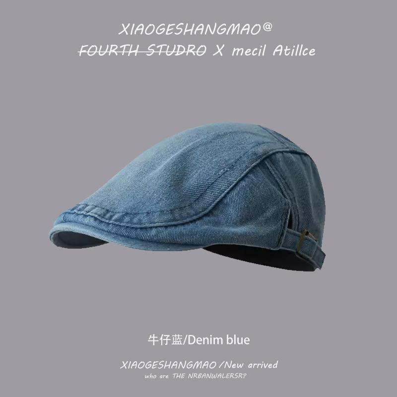 Retro cowboy forward hat women's big head circumference British octagonal painter hat fashionable and versatile new newsboy hat men