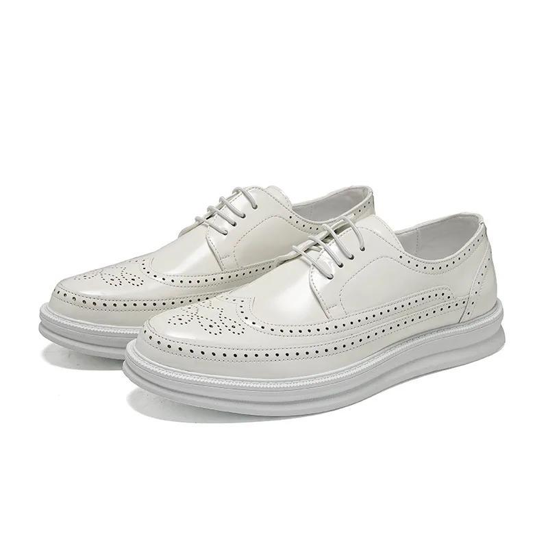 Classic Brogue Shoes Men Genuine Leather Luxury Men's Casual Business Shoes Lace-up Brown Shoes for Men Sapato Social Masculino