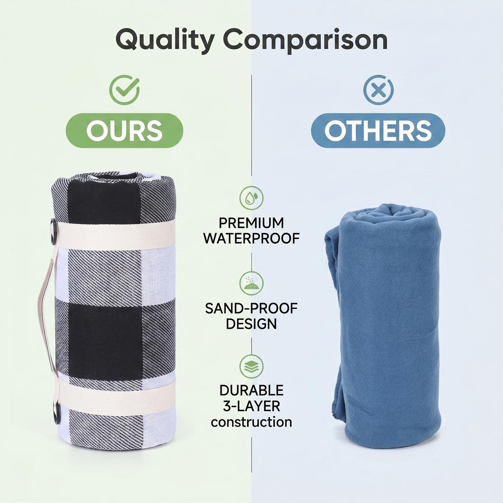 Picnic Blanket Waterproofing Sand Proof Extra Large Foldable Portable Outdoor Camping Mat for Park Yard Lawn Garden