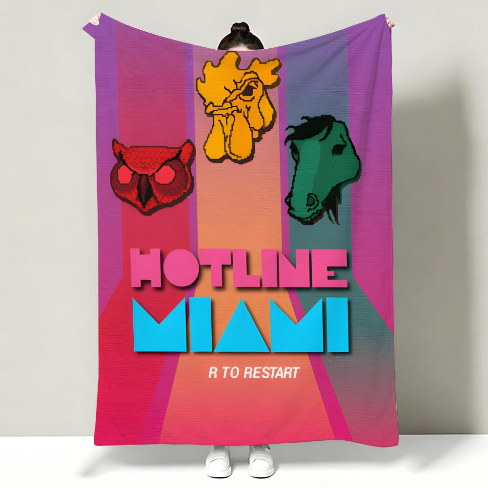 Game HHotline MMiami Throw Soft Warm Flannel Throw Blanket Multiuse for Sofa Bed Office Nap