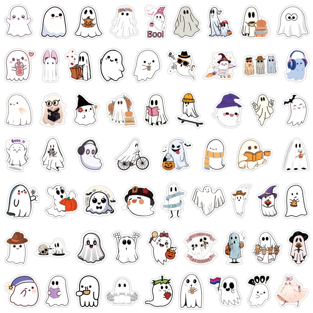60-120 Cartoon Cute Ghost Ghost Stickers Wind Ghost Assembly Ghost Series Graffiti Stickers