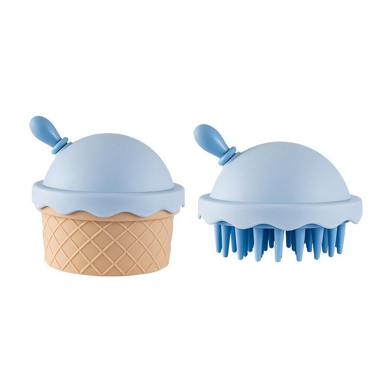 

1pc a Shampoo Brush Designed Like an Ice Cream Featuring Both Soft And Coarse Bristles Suitable for Use on Dry And Wet Hair синій