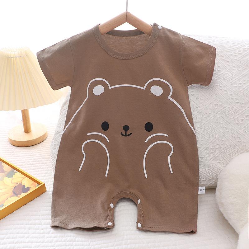 2026 Summer Kids O-Neck Short Sleeve Pajama-Rompers Baby Spring Short Crawling Clothes Cartoon Cotton Jumpsuit for Girl Boy