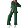 Women's 2 Piece Outfit Oversized Half Sleeve Top Wide Leg Pants Set Casual Loungewear