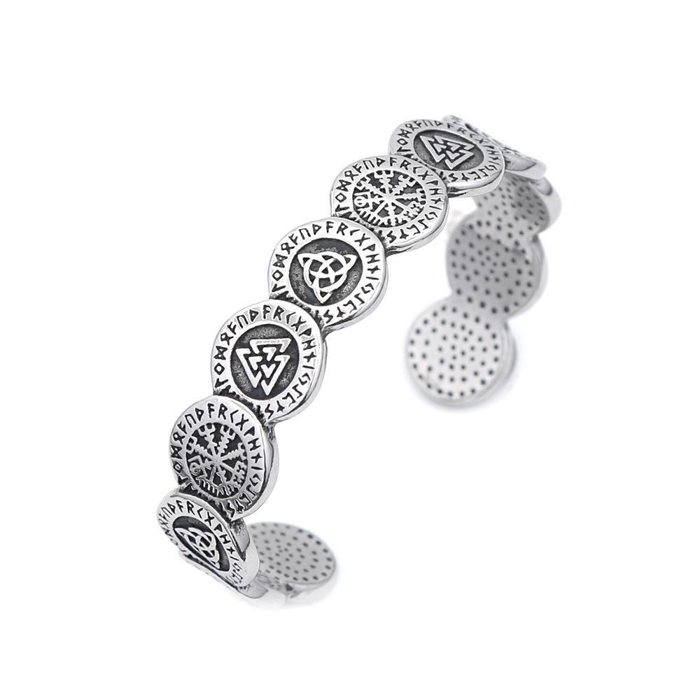 

Новые браслеты в стиле викингов с узором Валькнут для мужчин и женщин, из нержавеющей стали 316L, с нордическим компасом, амулетные украшения.
