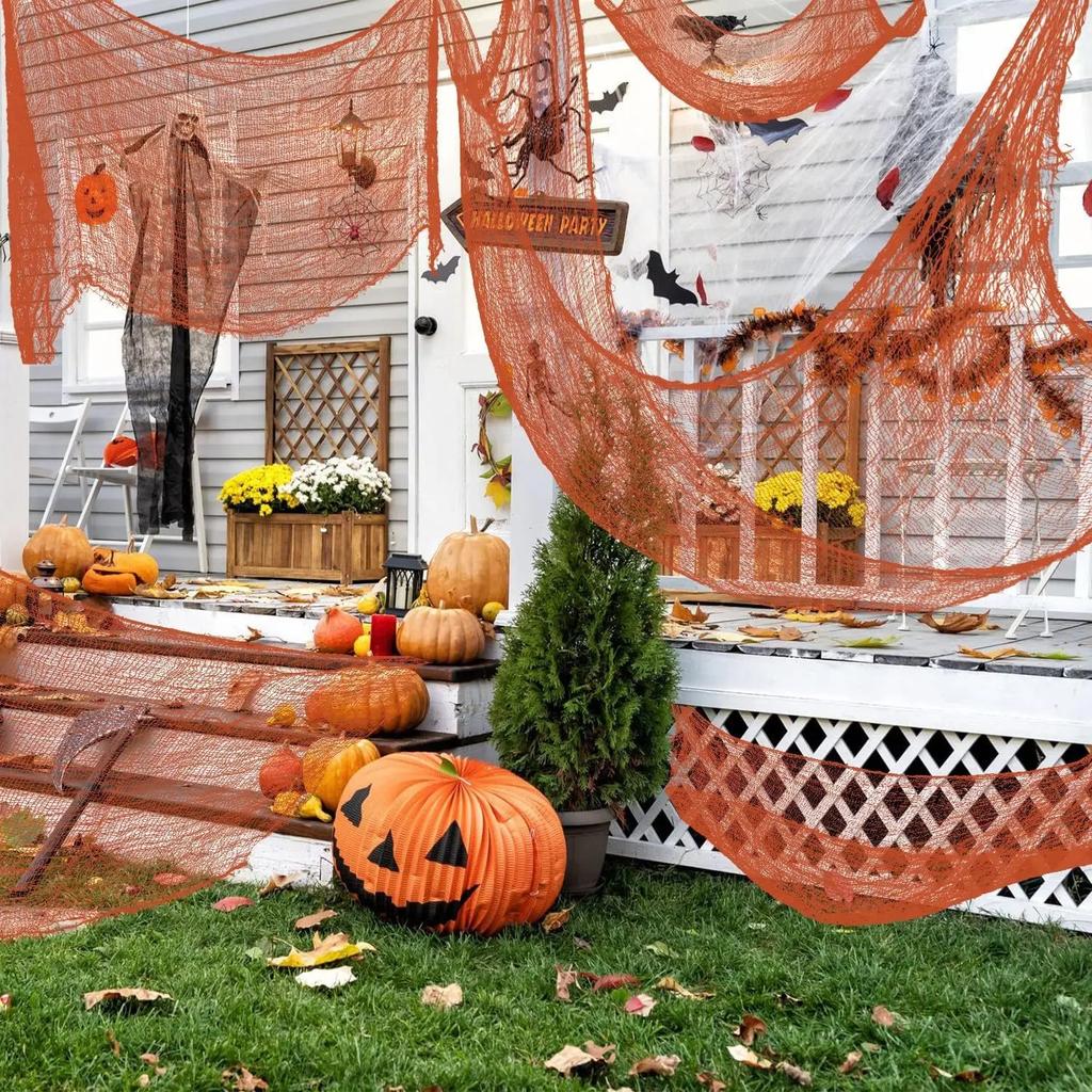 76x183cm Halloween Decorations Black Creepy Gauze Cloth Window Table Door Net Spooky Fancy Dress Party Haunted House Wall Decor