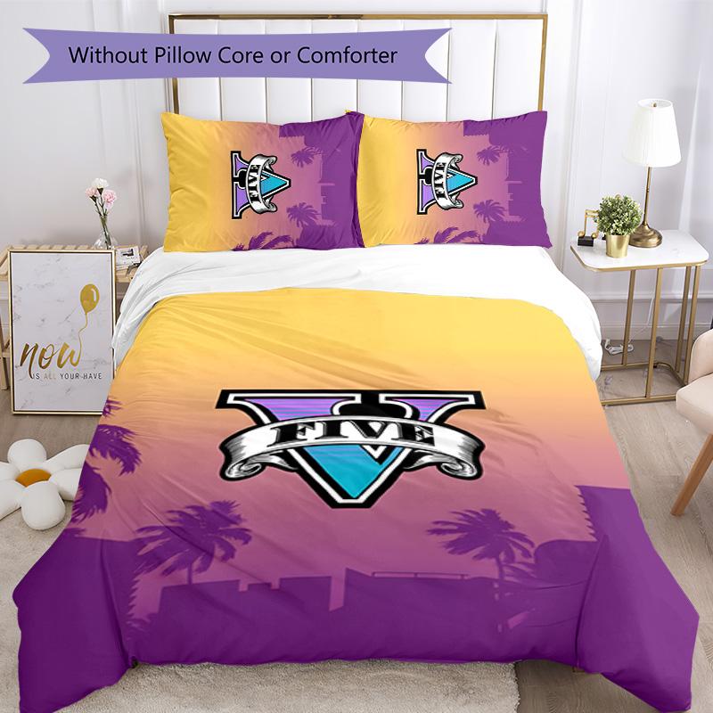 GTA 3pcs Bedding Set Duvet Cover Closure Includes 1 Duvet Cover & 2 Pillowcases for All Seasons Bedroom Home Dorm Decor