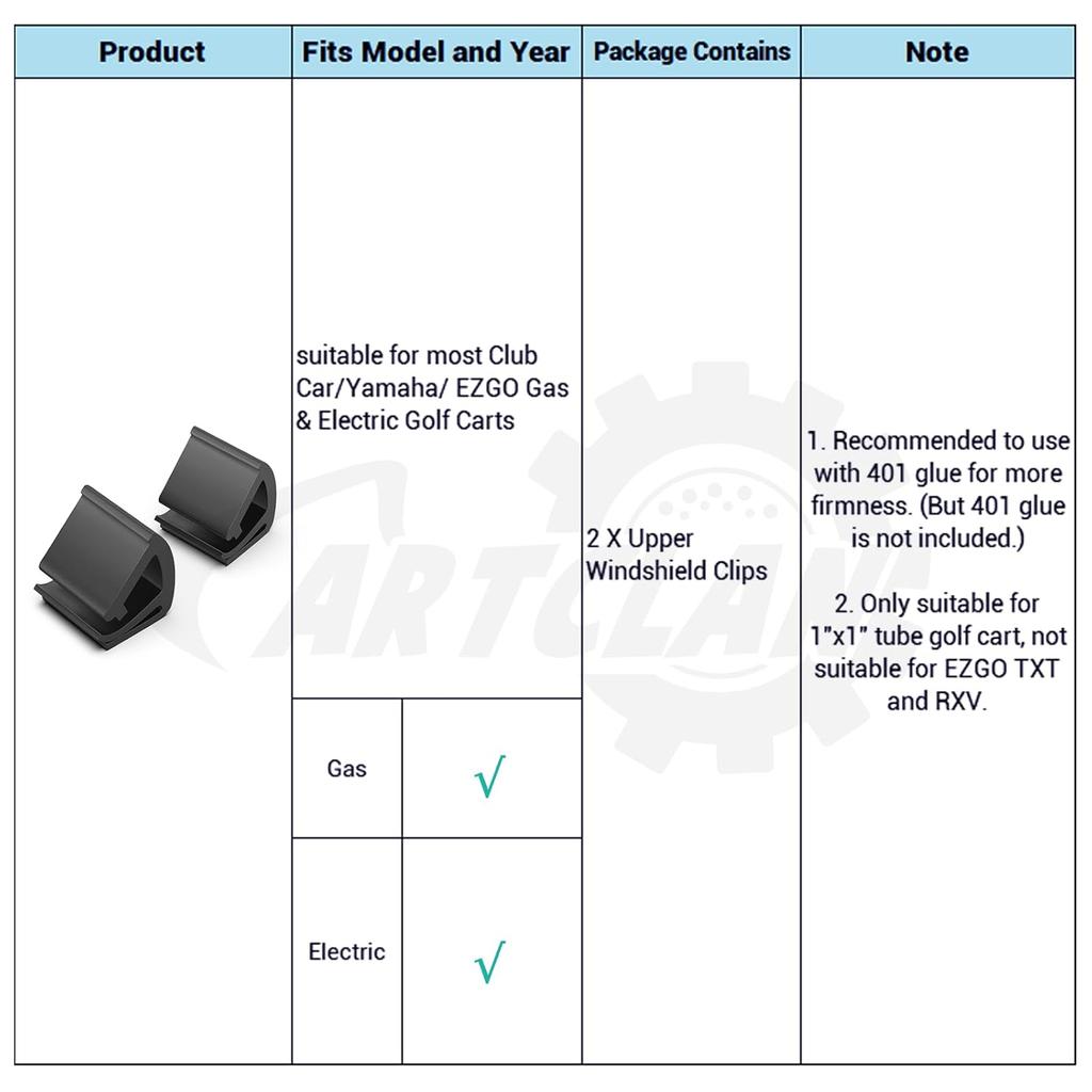 Golf Cart Windshield Retaining Clips, Upper Windshield Clips Suitable For Club Car, Yamaha, EZGO, Replace OEM#: 102005801, Set Of 2