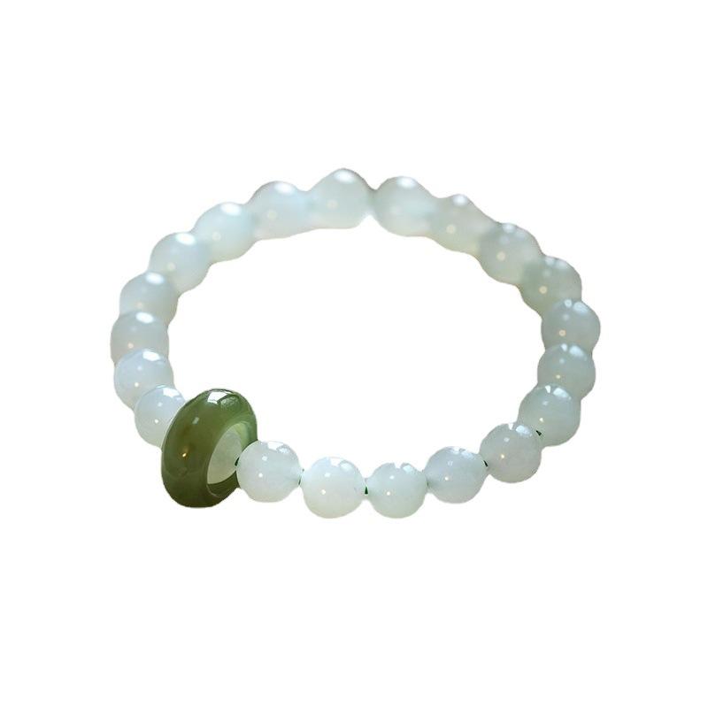 Natural Hetian Jade Bracelet In Clear Water Color and Lake Green, Women's Summer High-Quality Versatile Gift for Best Friends Bracelet