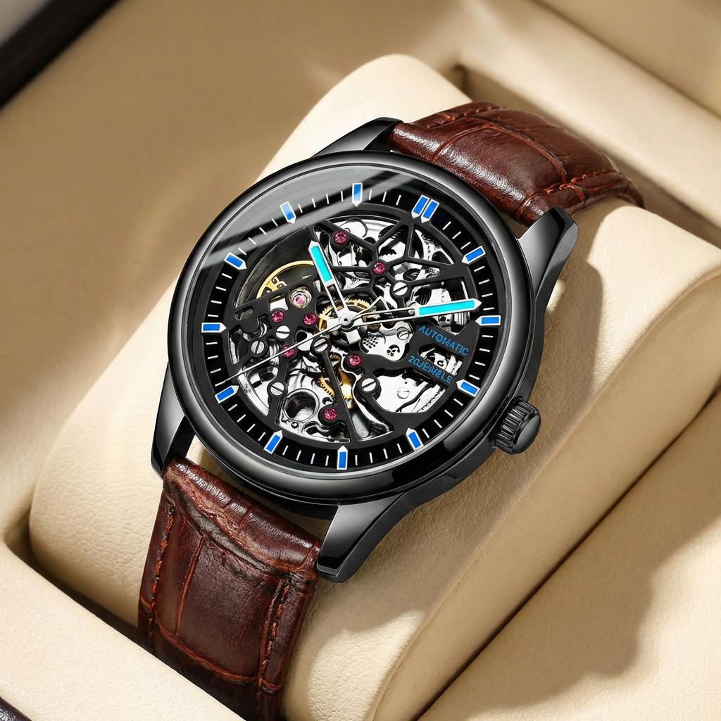 New Men's Hollowed Out High-End Fully Automatic Trend Steel Mechanical Watch
