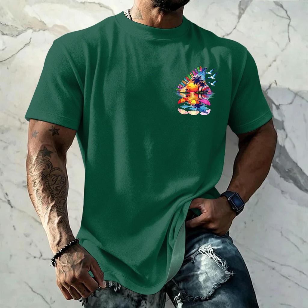 Men's Retro Hawaiian Texture Print Short Sleeve T Shirt Loose Fit Casual Summer Daily Wear Top Soft Fabric Breathable Design